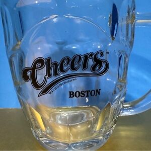 Cheers Boston Clear Glass Beer Mug Dimpled Thick Glass Vintage 90’s